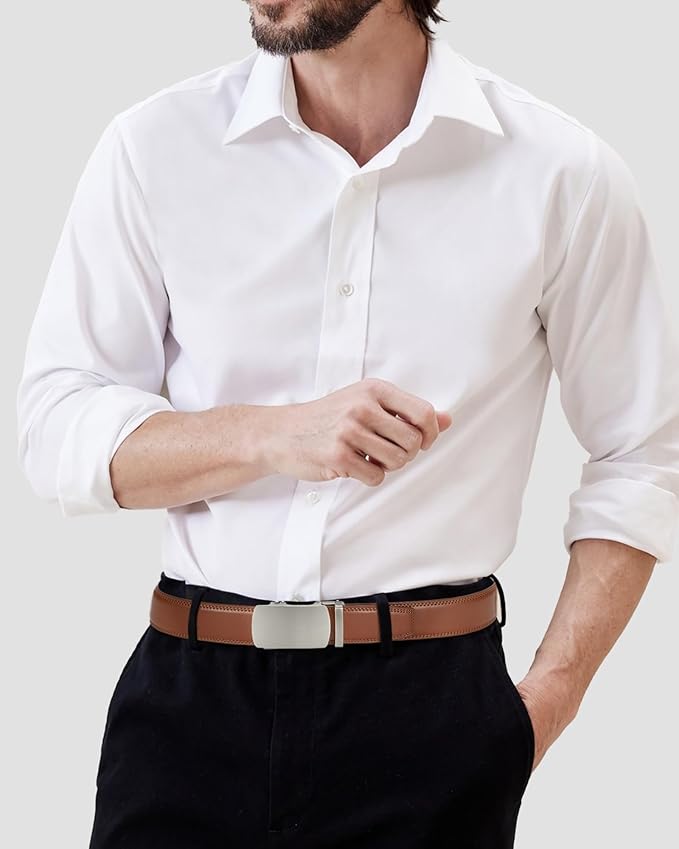 CHAOREN Mens Belt Leather Ratchet Belt - Customizable Fit, Effortless Style (35mm)