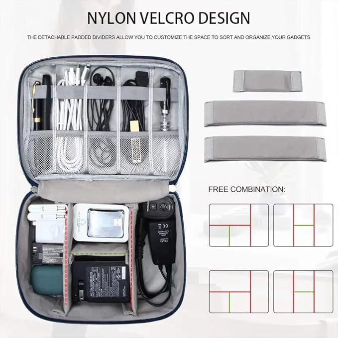 Portable travel cable storage bag digital electronic organizer case Storage Bag Waterproof Digital Electronic Organizer Pack Of 1 (Red, 1Layer(24.5x10x18cm))