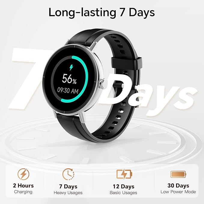 Smart Watches for Men/Women,1.27" HD Fitness Watch Answer/Make Call, Heart Rate/Sleep/SpO2，Round Smart Watch for iPhone/Samsung/Android,IP68 Waterproof，110+ Sport Mode-Black(2 Bands)