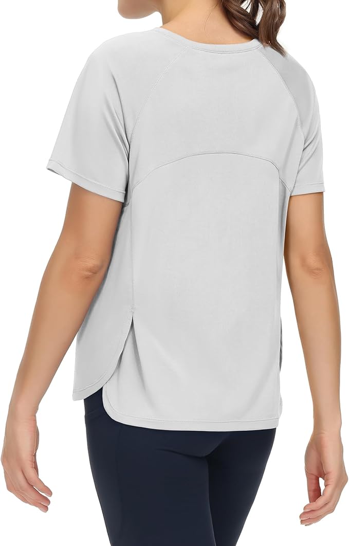 THE GYM PEOPLE Women's Short Sleeve Workout Shirts Breathable Yoga T-Shirts with Side Slits Athletic Tee Tops