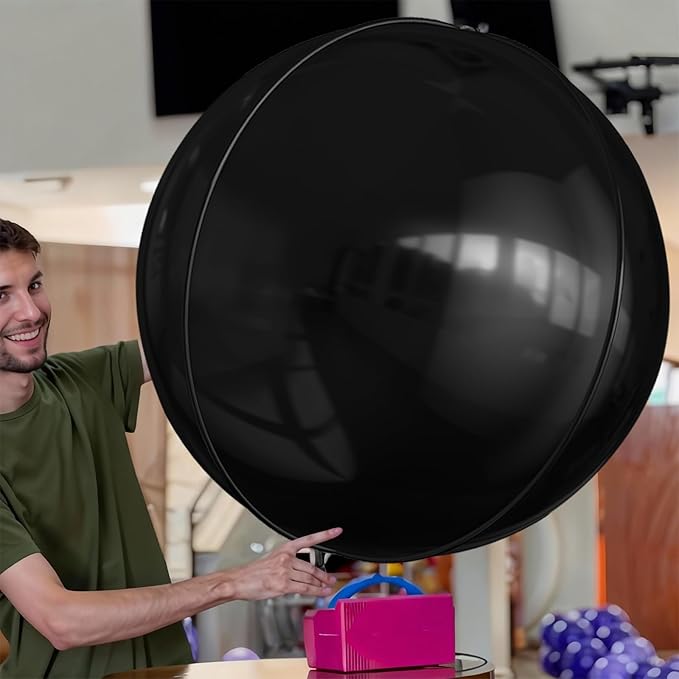 50 Inch Giant Black Round Foil Balloons, 3Pcs Metallic Black 4D Ball Balloons for Birthday New Year Eve Wedding Engagement Graduation Anniversary Party Decorations 2026