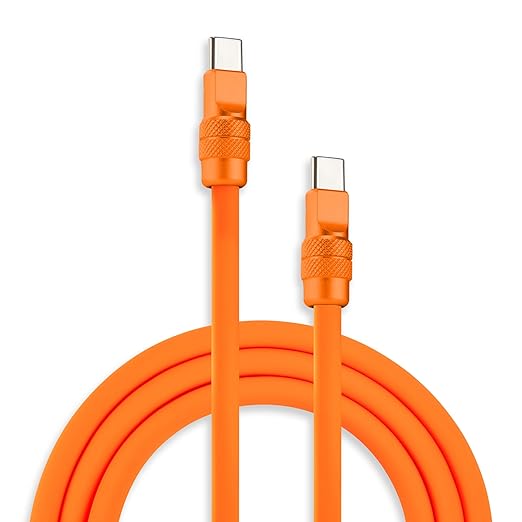 chubbycable Chubby 2.0 USB C 240W Fast Charging Cable Silicone Soft Durable USB C Cable Extra Thick Charger Cord Compatible with iPhone 17-15 Series iPad, Orange+Orange, Type-C to Type-C, 4.9FT