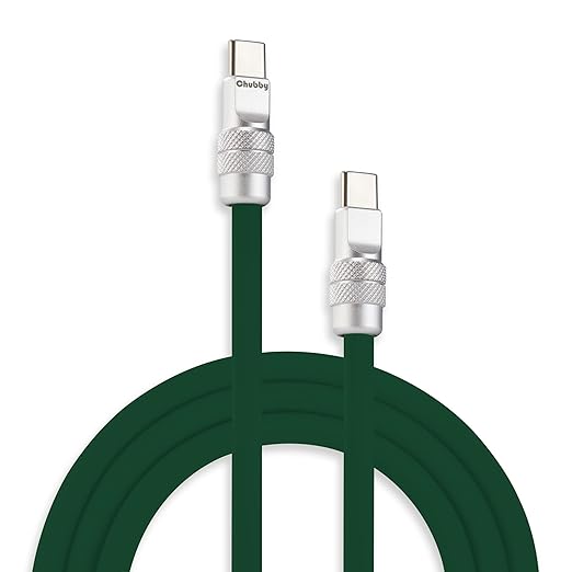 chubbycable Chubby 2.0 USB C 240W Fast Charging Cable Silicone Soft Durable USB C Cable Extra Thick Charger Cord Compatible with iPhone 17-15 Series iPad, Dark Green, Type-C to Type-C, 16.4FT