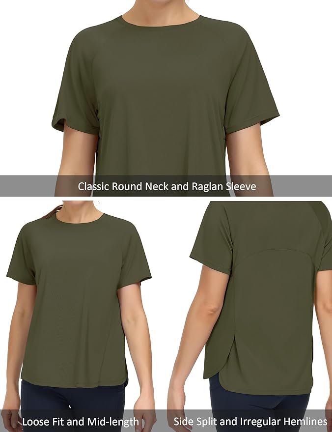 THE GYM PEOPLE Women's Short Sleeve Workout Shirts Breathable Yoga T-Shirts with Side Slits Athletic Tee Tops
