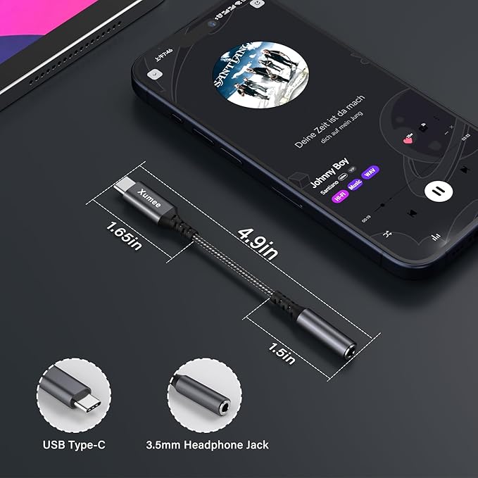 Xumee USB C to 3.5mm Headphone Jack Adapter, USB C to Aux Audio Dongle Adapter Compatible with iPhone 17/16/15 Series, Samsung Galaxy S25/S24/S23 Ultra, Pixel 9/8 (2-Pack)