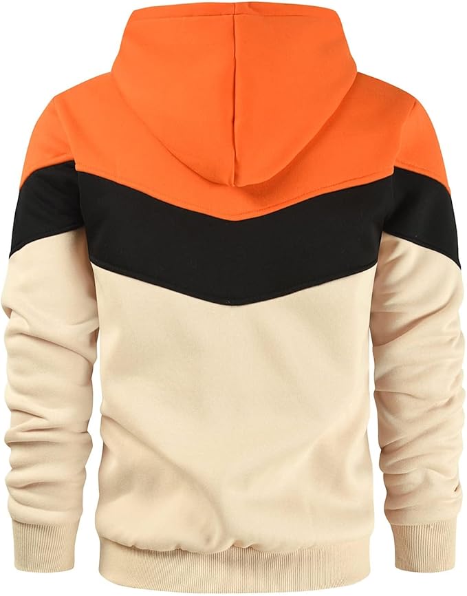 Gesean Men's Novelty Color Block Pullover Fleece Hoodie Long Sleeve Casual Sweatshirt with Pocket