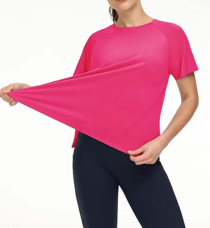 THE GYM PEOPLE Women's Short Sleeve Workout Shirts Breathable Yoga T-Shirts with Side Slits Athletic Tee Tops