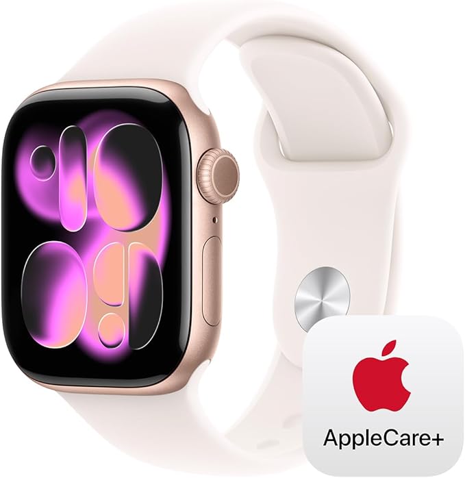 Apple Watch Series 11 [GPS + Cellular 42mm] Smartwatch with Rose Gold Aluminium Case with Light Blush Sport Band - S/M. Sleep Score, Fitness Tracker, Health Monitoring with AppleCare+ (2 Years)
