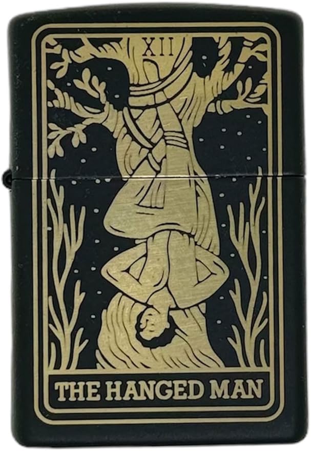 23 Custom Tarot Card - Major Arcana Card Laser Engraved Zippo Black Matt Windproof Lighter (The Hanged Man)