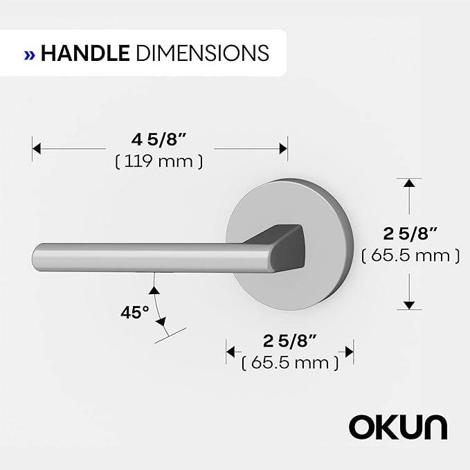 Okun Brio 6-Pack Chrome Passage Door Levers – Reversible Non-Locking Interior Handles with Sleek Concealed-Mount Design for Hallways & Closets