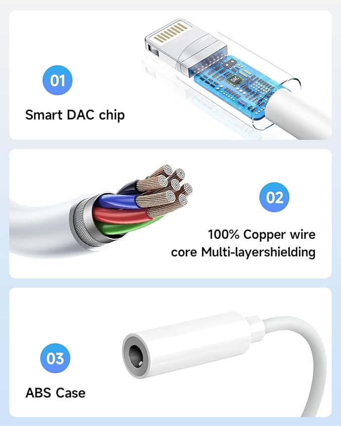 Apple MFi Certified 2 Pack Lightning to 3.5 mm Headphone Jack Adapter for iPhone, iPhone Aux Adapter Converter Dongle Audio Cable Compatible with iPhone 14 13 12 11 X XS 8 7 White