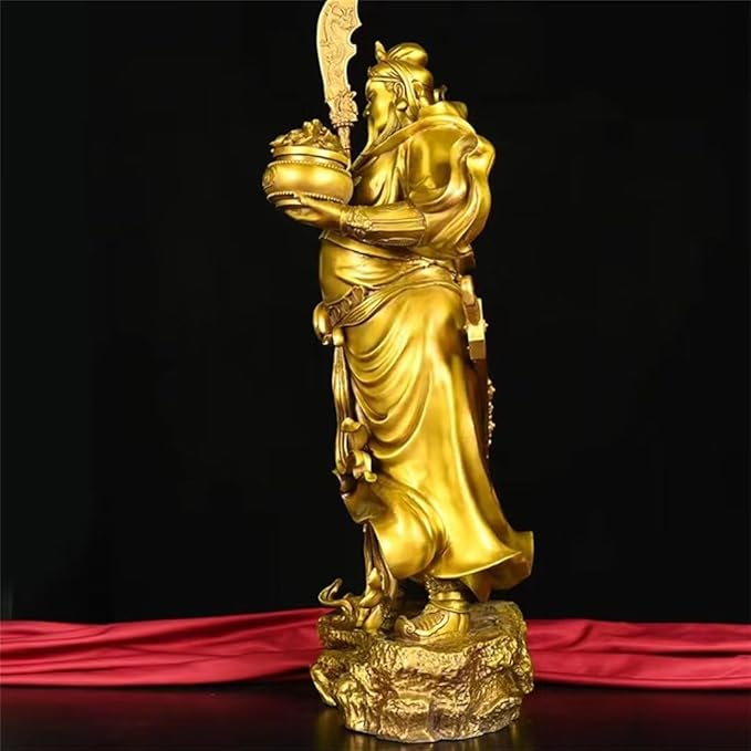 burid Pure Copper Chinese Feng Shui Guan Gong Statue God of Wealth Home and Office Decoration Wu God of Wealth Guan Yu Statue Best Furnishings Gifts, 41*18*62CM，9.5KG