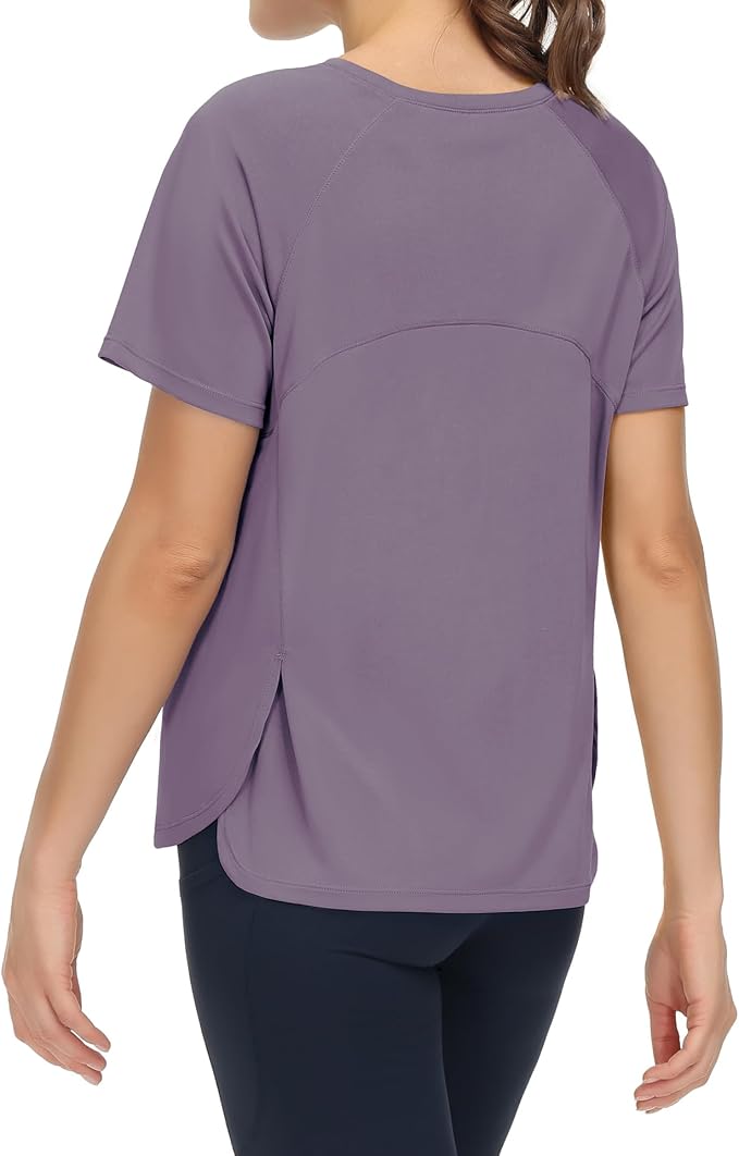 THE GYM PEOPLE Women's Short Sleeve Workout Shirts Breathable Yoga T-Shirts with Side Slits Athletic Tee Tops