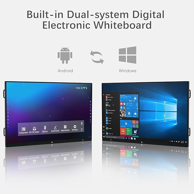 TIBURN HQ Board 75" R2 MAX，Smart Board 4K UHD Touch Screen All-in-One Computer for Office and Classroom with Windows 11 Pro & Open App Ecosystem