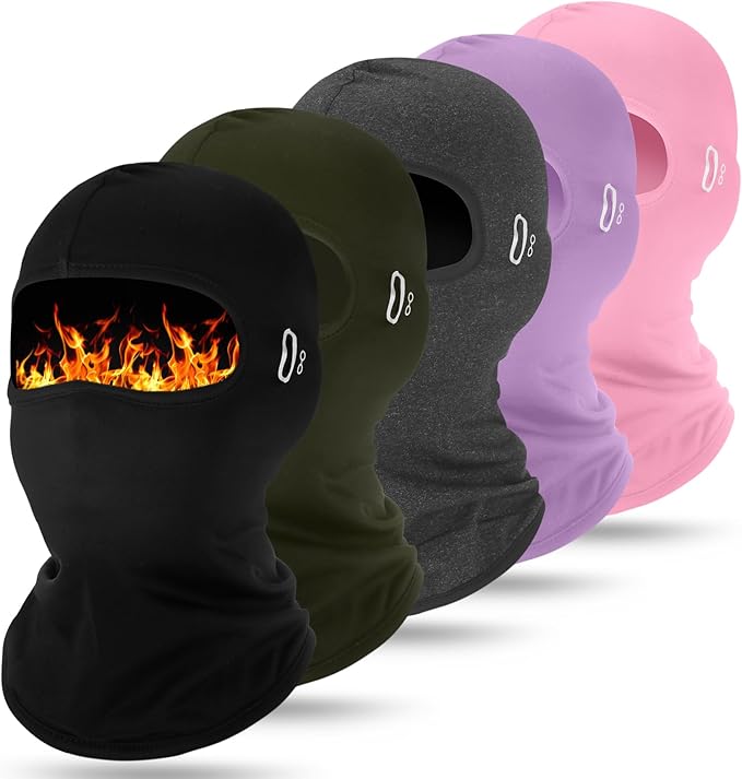 Suhine 5 Pcs Winter Balaclava Ski Mask Windproof Thermal Full Face Mask Cold Weather Balaclava with Reflective Stripe