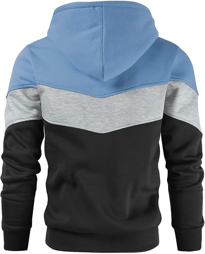 Gesean Men's Novelty Color Block Pullover Fleece Hoodie Long Sleeve Casual Sweatshirt with Pocket