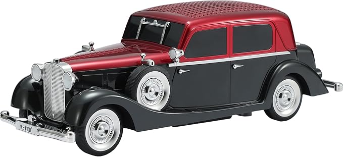 Vintage Car Bluetooth Speaker, Retro Classic Model with Powerful Sound, Built-in Mic, TWS Dual Pairing, Multi-Interface Output, Portable Wireless Outdoor Speaker for Parties & Beach (RED)