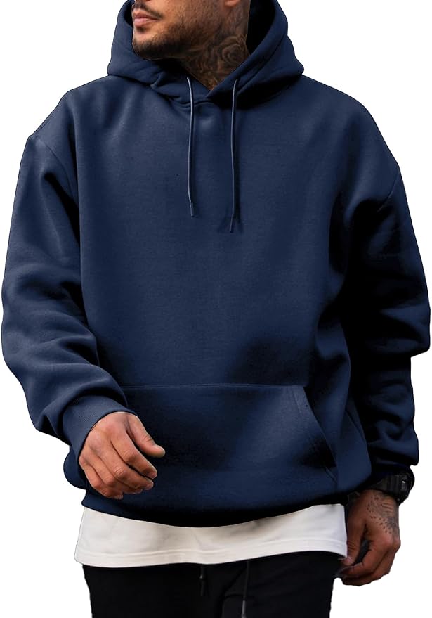 JMIERR Mens Casual Cotton Hooded Collar Drawstring Hoodies Pullover Sweatshirts Casual Long Sleeve Shirts