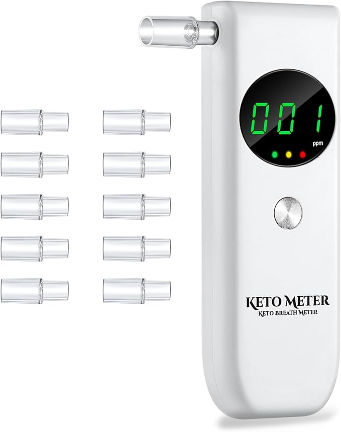 Home Breath Ketosis Meter Professional Portable Breath Ketone Breath Monitoring Analyzer - High Precision Ketone Breath Tester for Ketosis Testing with 10 Mouthpieces