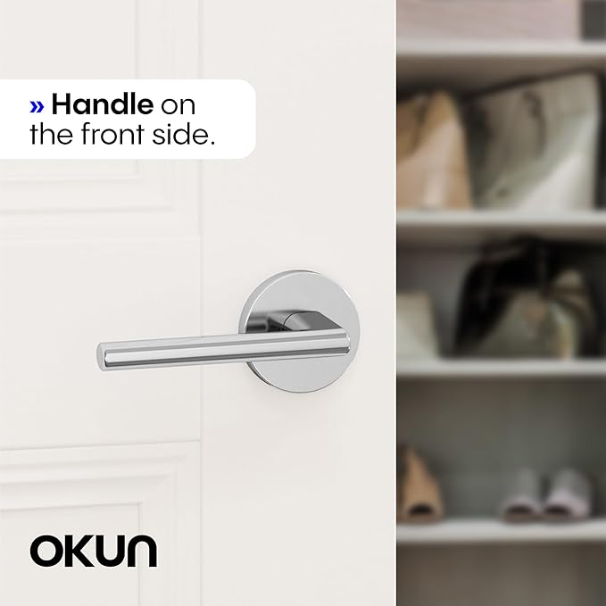 Okun Brio Dummy Door Handle – 1 Pack, Reversible, Non-Turning Lever for Closet, Pantry, or Hallway Doors – Chrome Finish