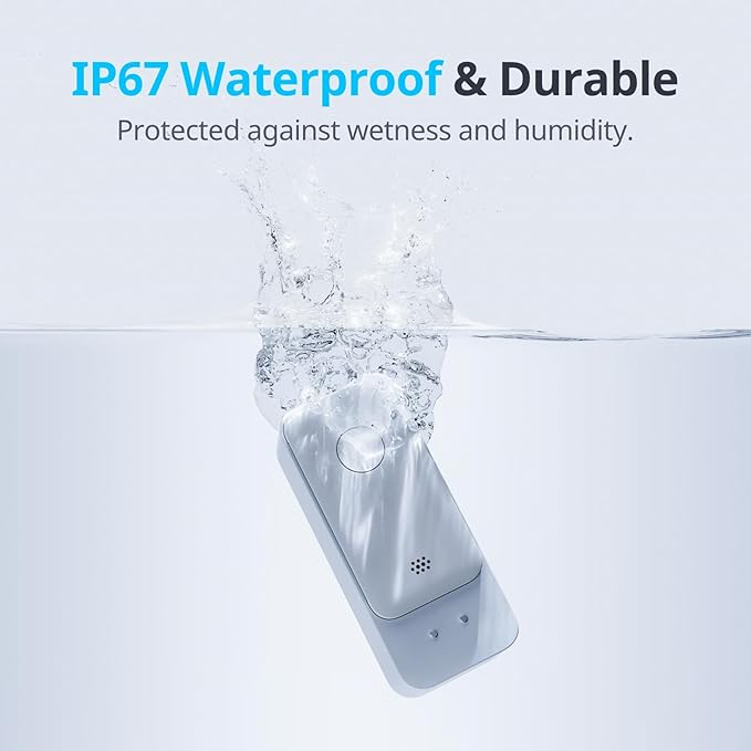 SwitchBot WiFi Water Sensor, Smart Water Leak Detector, 100dB Adjustable Alerts & App Alerts, IP67 Waterproof, Wireless Detector for Kitchen, Bathroom, Basement, No Hub Required (Support 2.4G)