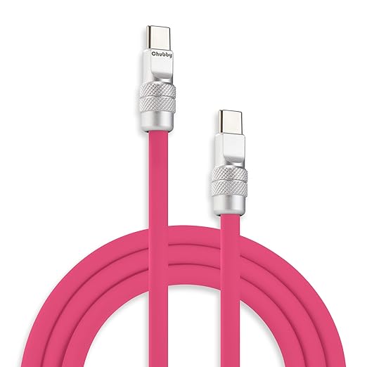 chubbycable Chubby 2.0 USB C 240W Fast Charging Cable Silicone Soft Durable USB C Cable Extra Thick Charger Cord Compatible with iPhone 17-15 Series iPad, Rose Red, Type-C to Type-C, 4.9FT