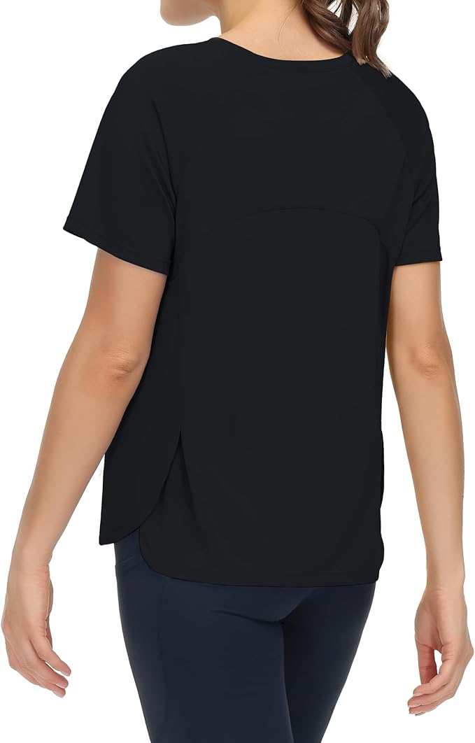 THE GYM PEOPLE Women's Short Sleeve Workout Shirts Breathable Yoga T-Shirts with Side Slits Athletic Tee Tops
