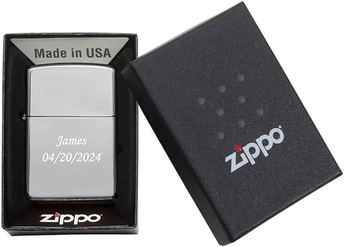Customized Personalized ZIPPO Classic Windproof Oil Lighter Engraving (HP Chrome)