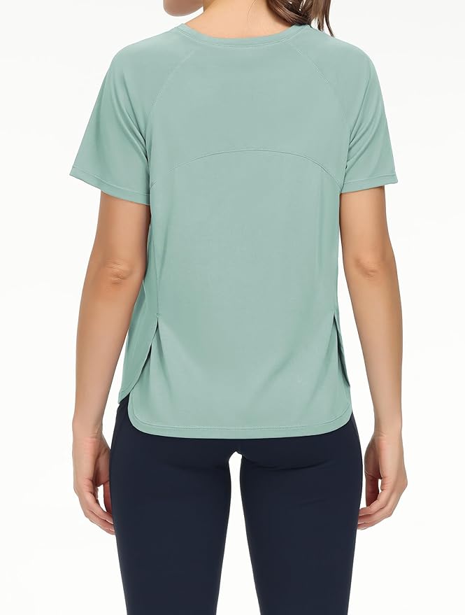 THE GYM PEOPLE Women's Short Sleeve Workout Shirts Breathable Yoga T-Shirts with Side Slits Athletic Tee Tops