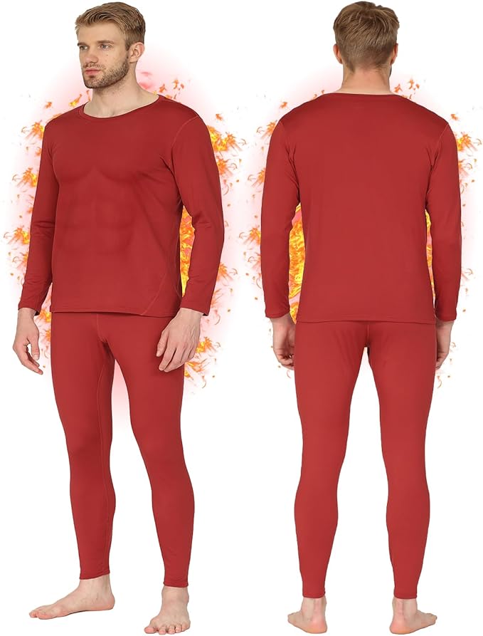 HEROBIKER Long Johns Thermal Underwear for Men Skiing Winter Warm Hunting Gear Fleece Lined Base Layer Set Top Bottom