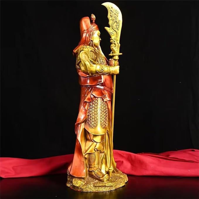 burid Pure Copper Chinese Feng Shui Guan Gong Statue God of Wealth Home and Office Decoration Wu God of Wealth Guan Yu Statue Best Furnishings Gifts