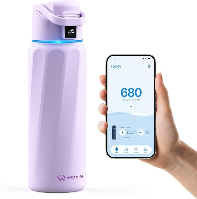 BOOST Smart Water Bottle with Reminder & Tracker, Double Wall Vacuum Insulated Bottles Stainless Steel, 32oz BPA-Free Wide Mouth for Gym, Office, School, Ideal Gift for Christmas, New Year