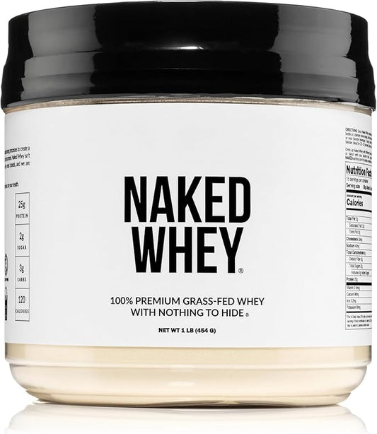 NAKED Whey 1Lb - Only 1 Ingredient, Grass Fed Whey Protein Powder, Undenatured, No Gmos, No Soy, Gluten Free, Stimulate Growth, Enhance Recovery - 15 Servings