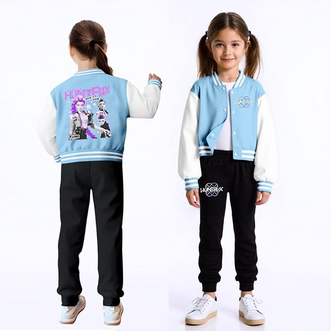 HUEAHDOU Demon Movie Hunters Unisex Kids Cute Cartoon Hoodie Set Kids Casual Long Sleeve Pullover Sweatshirt and Pants Set