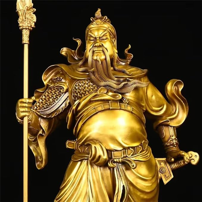 burid Pure Copper Chinese Feng Shui Guan Gong Statue God of Wealth Home and Office Decoration Wu God of Wealth Guan Yu Statue Best Furnishings Gifts, 41*18*62CM，9.5KG