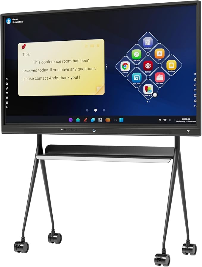 TIBURN R2 75" 4K UHD Smart Board | Smart Digital Whiteboard | All-in-One Touch Screen Computer with Open App Ecosystem, Includes Movable Stand+Wall Mount, Ideal for Office, Classroom, and Conference