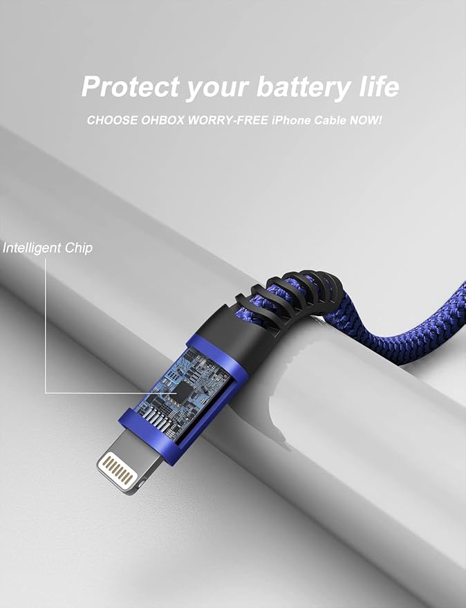 iPhone Charger Cable 6FT, USB to Lightning Cable 3Pack Braided USB iPhone Charger Fast Charging Cable iPhone Cord Compatible with iPhone 14/13/12/11/Pro/Max/Mini/X/Plus/8/7/6/5S/SE/Plus/iPad and More