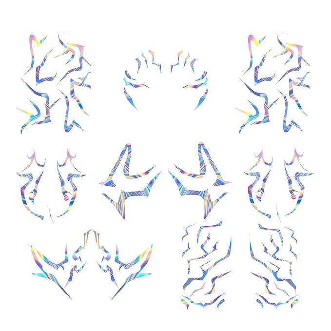 Rumi Tattoos Body Set–10 Purple Pieces per Pack (1 Face, 2 Chest, 2 Upper Arm, 2 Forearm, 1 Waist, 2 Thighs Symmetrical), Temporary Body Tattoos, Waterproof & Skin-Safe (Holographic, 2 Pack)