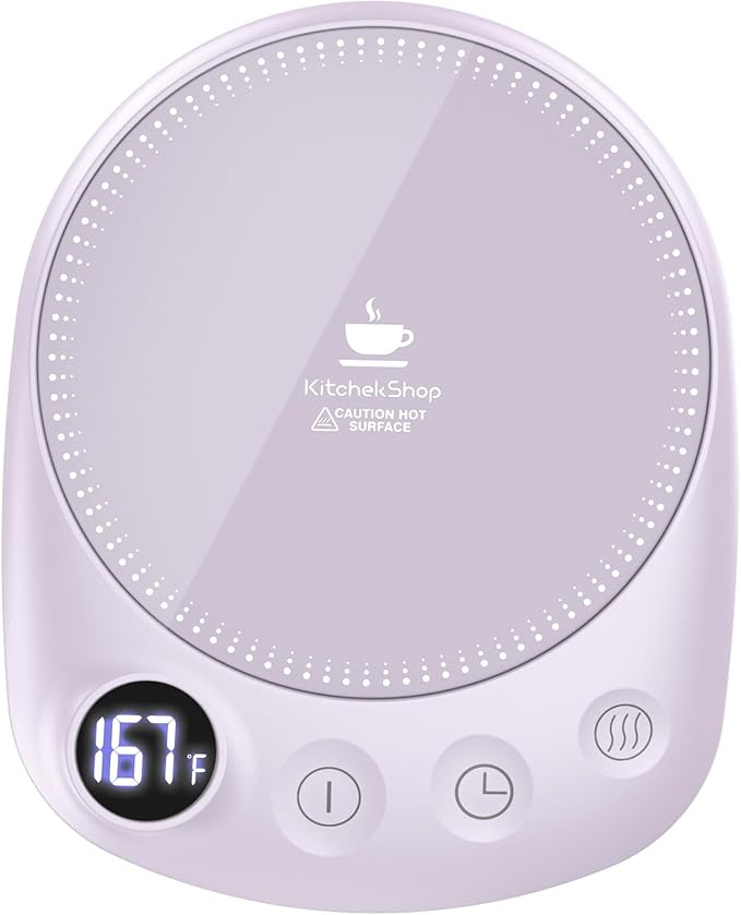 Coffee Mug Warmer - Fastest Heating & Highest Temperature, Coffee Cup Warmer for Desk Auto Shut Off, 4 Temp Settings & 1-12H Timer, Smart Electric Beverage Warmer for Coffee, Tea (Purple)
