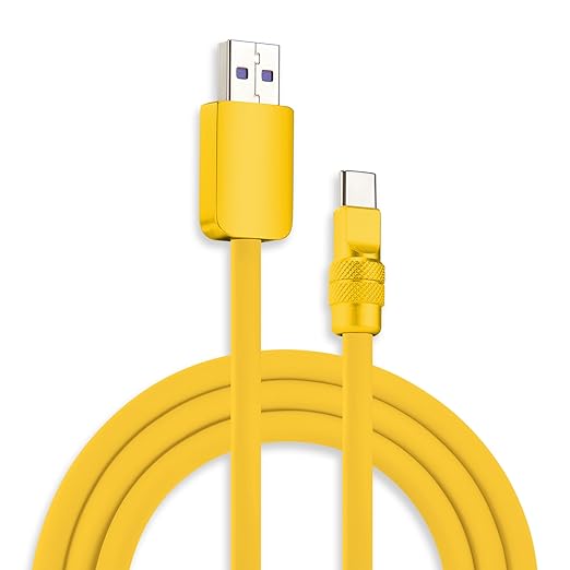 chubbycable Chubby 2.0 USB C 120W Fast Charging Cable Silicone Soft Durable USB C Cable Extra Thick Charger Cord Compatible with iPhone 17-15 Series iPad, Yellow+Yellow, USB-A to Type-C, 16.4FT