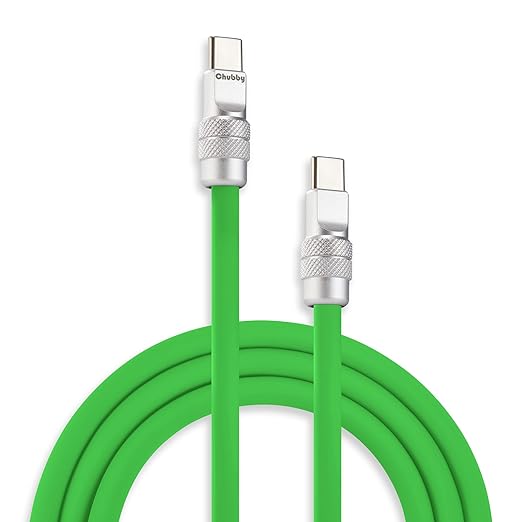 chubbycable Chubby 2.0 USB C 240W Fast Charging Cable Silicone Soft Durable USB C Cable Extra Thick Charger Cord Compatible with iPhone 17-15 Series iPad, Green, Type-C to Type-C, 13.1FT