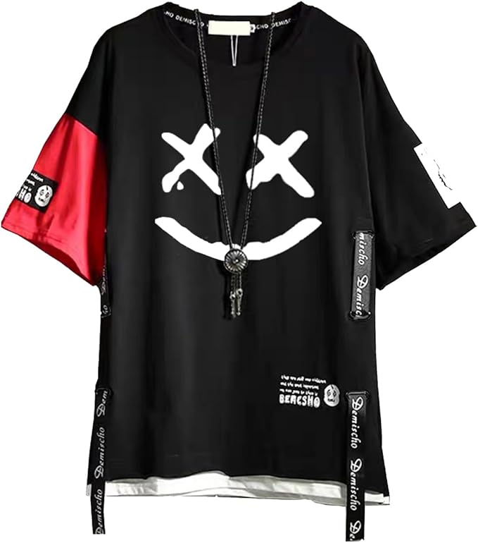 DUDHUH Men’s T-Shirts Techwear Japanese Streetwear Hip Hop Short Sleeve Shirts for Men