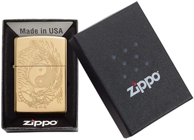 Custom Personalized Classic Dragon Tiger Designs Zippo Windproof Lighter Engraving - Christmas, Halloween & Valentines Day Gift (Gold Dragon)