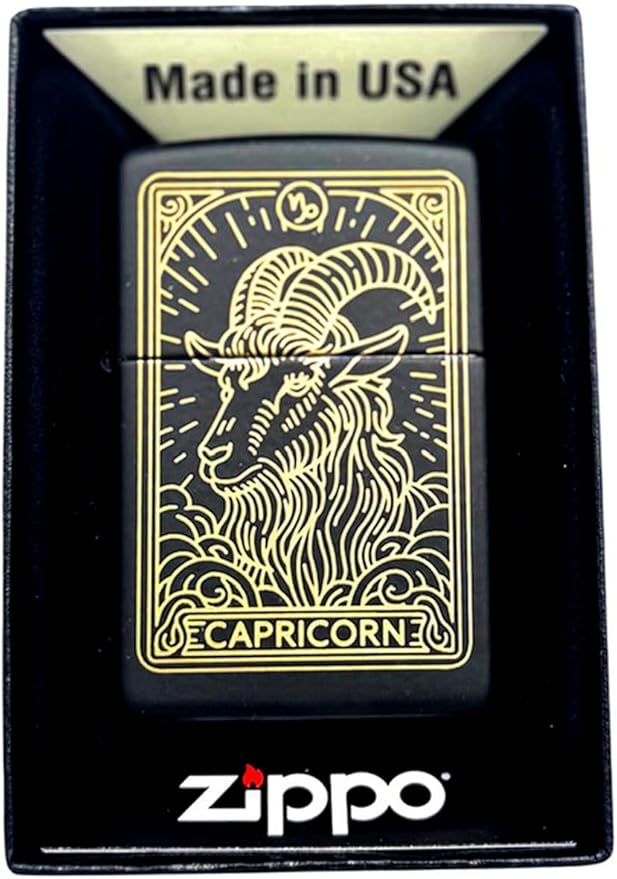 Zippo Lighter - Personalized Custom Message Engraved on Backside Zodiac, Horoscope Signs (Capricon)