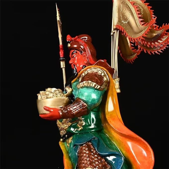 burid Pure Copper Chinese Feng Shui Guan Gong Statue God of Wealth Home and Office Decoration Wu God of Wealth Guan Yu Statue Best Furnishings Gifts, 26*24*57CM，10.0KG