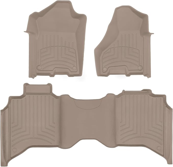 WeatherTech FloorLiner HP Custom Fit Floor Mats for Dodge Ram Truck 2500/3500, Ram 2500/3500-1st & 2nd Row (451545-1-2IM), Tan
