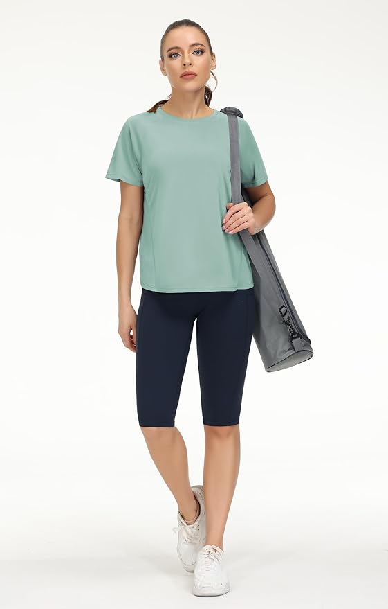THE GYM PEOPLE Women's Short Sleeve Workout Shirts Breathable Yoga T-Shirts with Side Slits Athletic Tee Tops