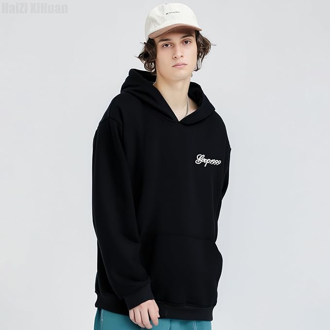 Streetwear Men's Dragon Embroidered Heavyweight Graphic Hoodies Japanese Techwear baggy Anime Hoodie