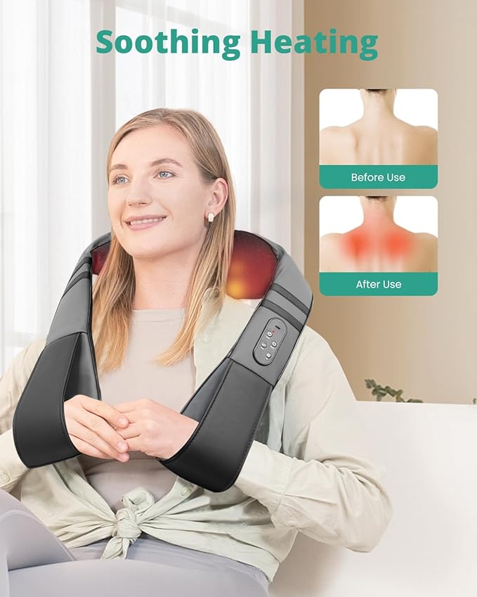 Medcursor Neck Massager with Heat for Pain Relief Deep Tissue, Rechargeable, Shiatsu Neck and Shoulder Massager, Ideal Choice for Men, Women, Mom & Dad