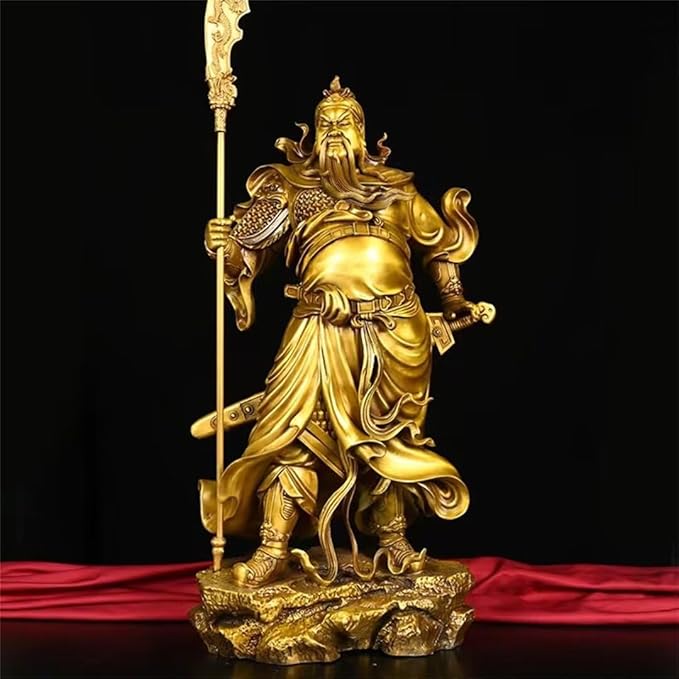 burid Pure Copper Chinese Feng Shui Guan Gong Statue God of Wealth Home and Office Decoration Wu God of Wealth Guan Yu Statue Best Furnishings Gifts, 41*18*62CM，9.5KG